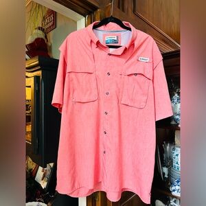 Magellan Outdoors Men's Pink Short Sleeve Shirt fishing shirt